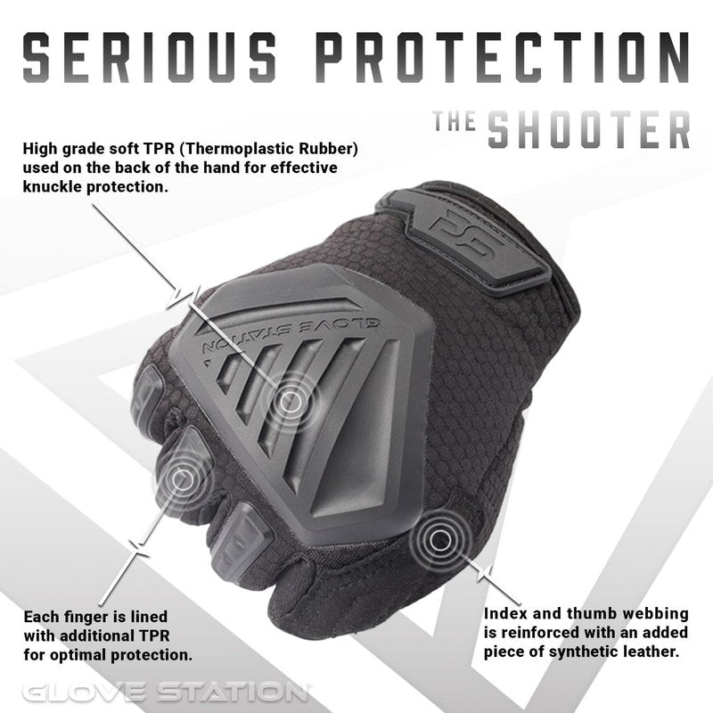 Glove Station The Paintball Work Gloves - Black (Large), Suede Leather Palm, Knuckle Protection for Men, 2 Fingerless Design for Paintball, Riding and Motorcycle Use