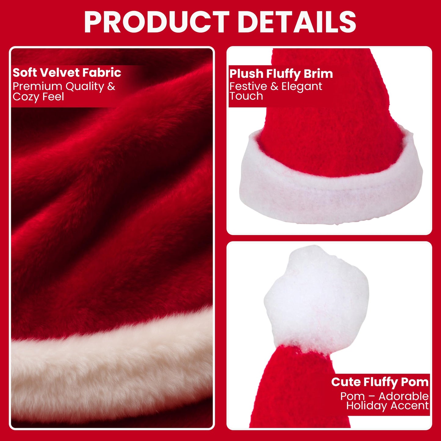 Iconikal 12-Pack Mini Felt Santa Hats Red 4.5x6-Inch Christmas Decorations for Crafts Wreath Tree Ornaments Wine Bottle Toppers Holiday Bulk Pack