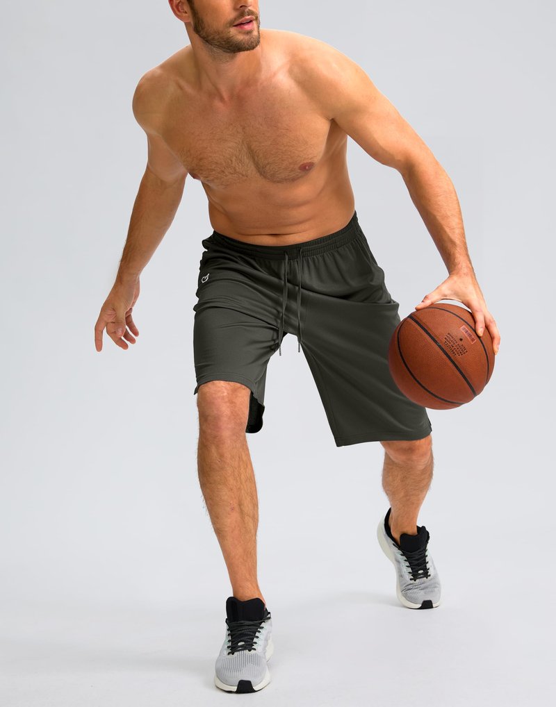 G Gradual Men's Athletic Shorts with Pockets 9" / 11" Long Basketball Shorts Lightweight Quick Dry Gym Workout Shorts for Men(Olive,4XL)