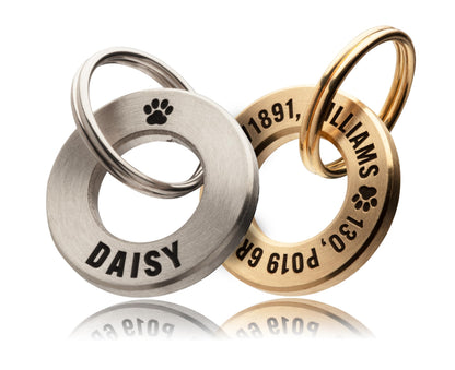 UKR Designs Solid Brass or Stainless Steel, Professionally Engraved & Polished Dog/Pet ID Tag