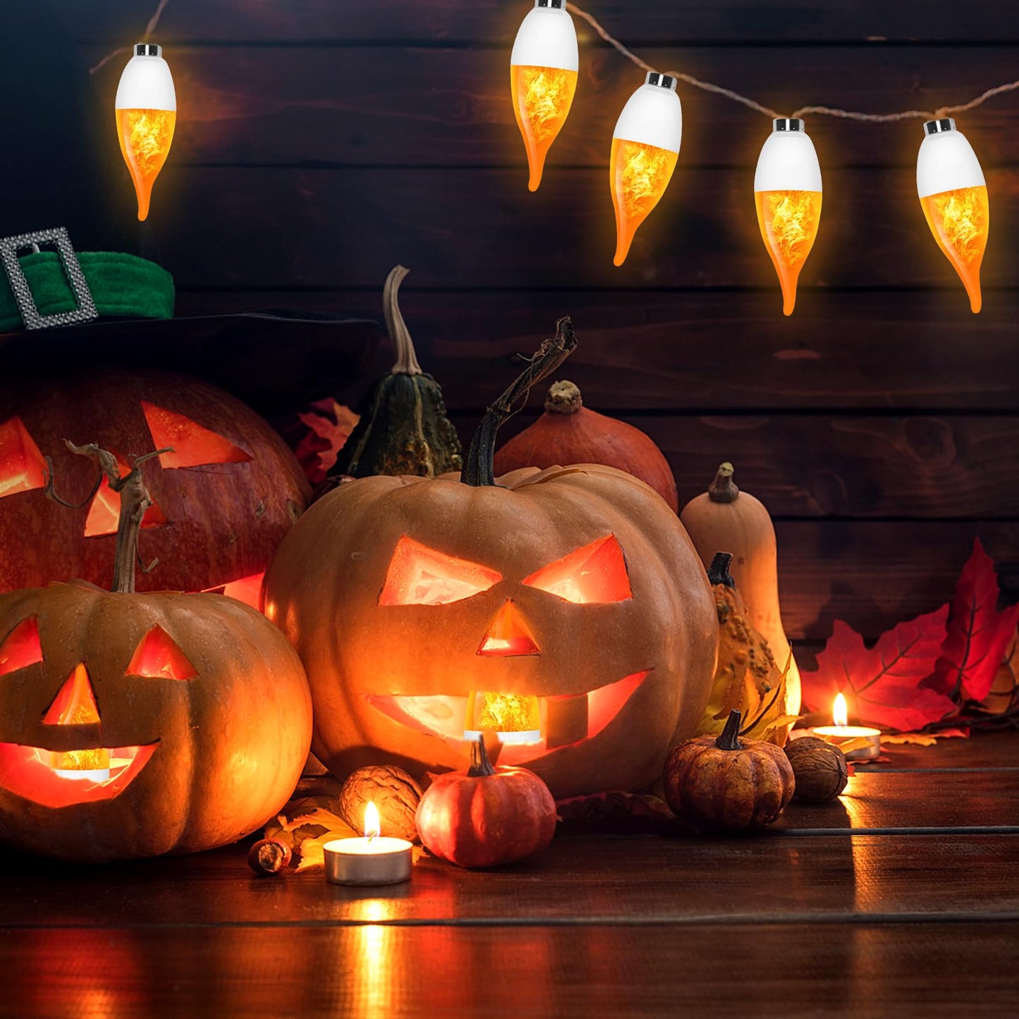 AYOGU 6-Pack LED Flame Light Bulb, 3 Mode E12 Edison Bulb, 1.2W Warm White, for Chandelier, Halloween Decorations, Christmas, Outdoor, Indoor