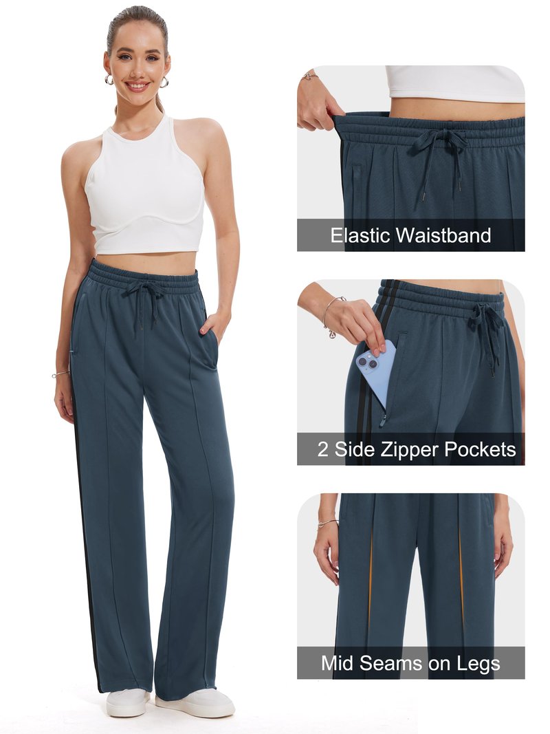 Tapata Women's 32" Inseam Long Track Pants Loose Straight Leg Jogging Sweatpants Warm-Up Sports Athletic Running, Dark Grey, XXL