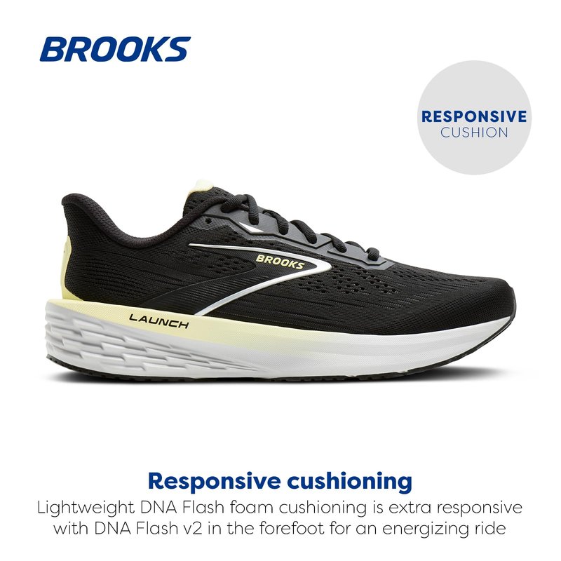 Brooks Women’s Launch 12 Neutral Running Shoe - Black/Luminary/Oyster - 8 Medium