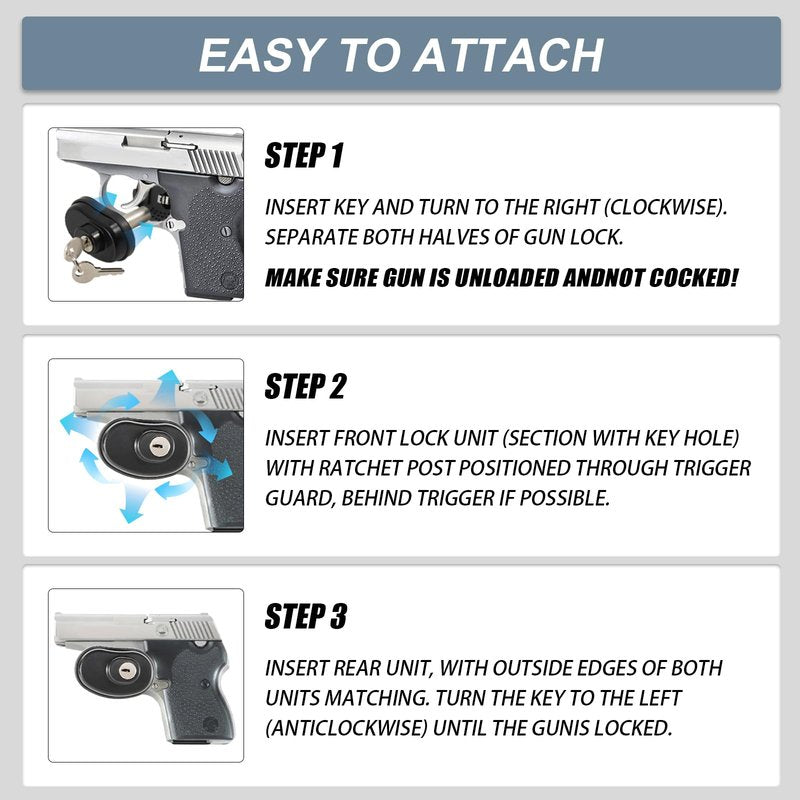Fancemot 8 Packs Gun Trigger Lock with Keys, Gun Lock for Firearms Rifles, Shotgun, Handgun, Pistol Accessories