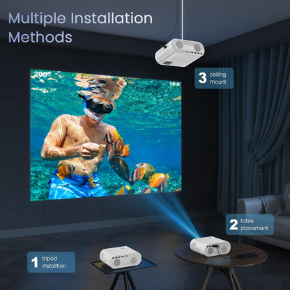 HOMPOW Projector, Native 1080P Full HD Bluetooth Projector with Speaker, Outdoor Portable Movie Mini Projector Compatible with Laptop, Smartphone, TV Stick, Xbox, PS5