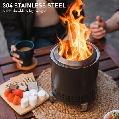Solo Stove Mesa XL Tabletop Fire Pit with Stand | Low Smoke Outdoor Table Top Fire Pit | Fueled by Pellets or Wood, Stainless Steel, With Travel Bag, H: 21.8 x D: 17.8cm, 1 kg, Water