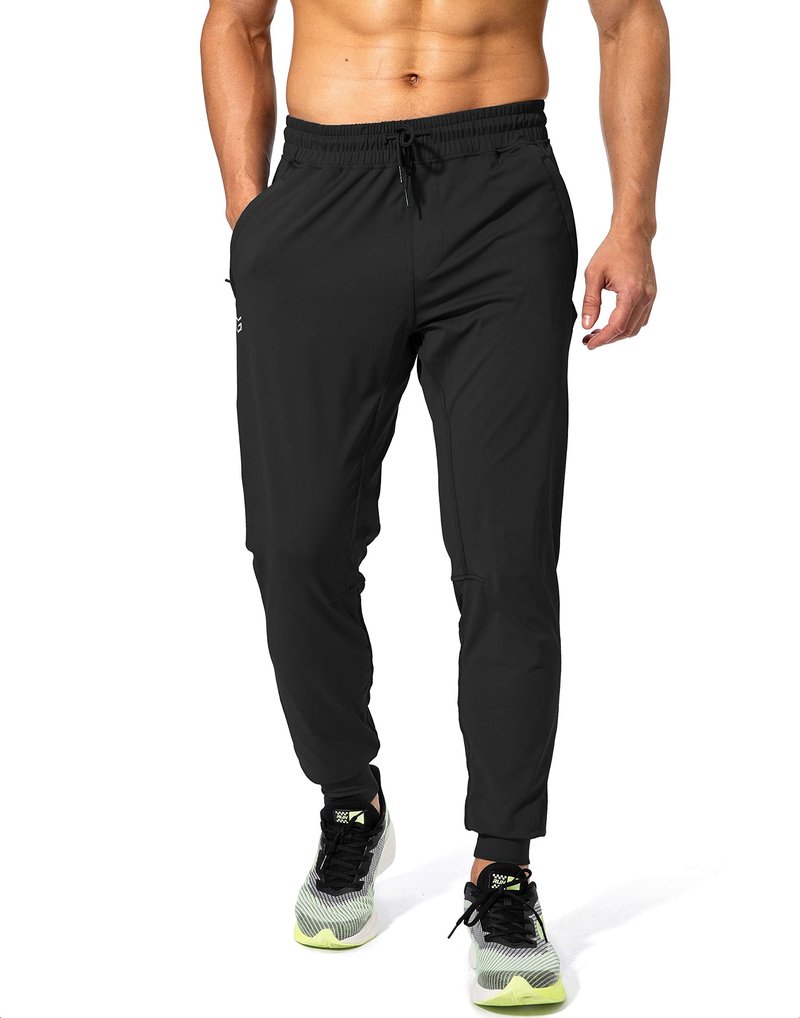G Gradual Men's Sweatpants with Zipper Pockets Athletic Pants Traning Track Pants Joggers for Men Soccer, Running, Workout(Black,XXL)