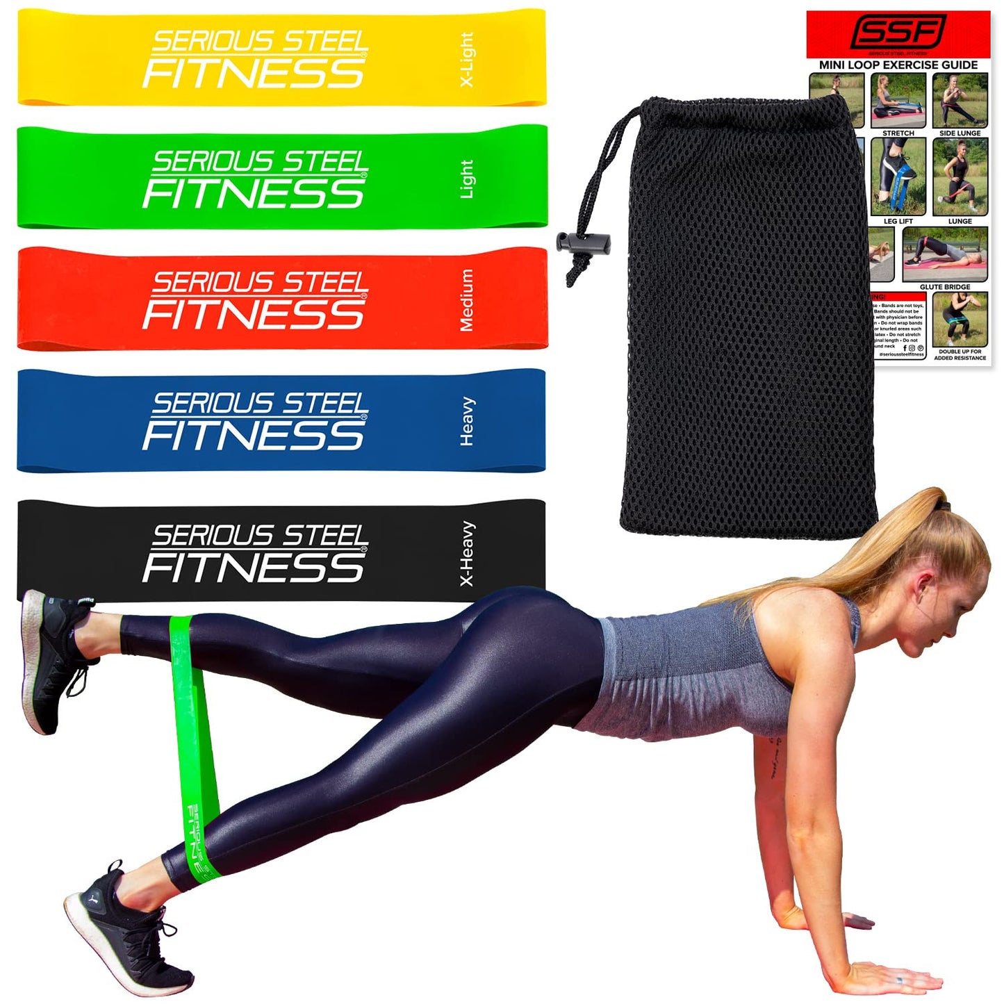 Serious Steel Fitness Mini Resistance Loop Bands | Rehab and Prehab Stretch Bands | 12" Exercise Workout Bands (Sets of 5 Pack and Sets of 10 Pack Trainer Options Available!)