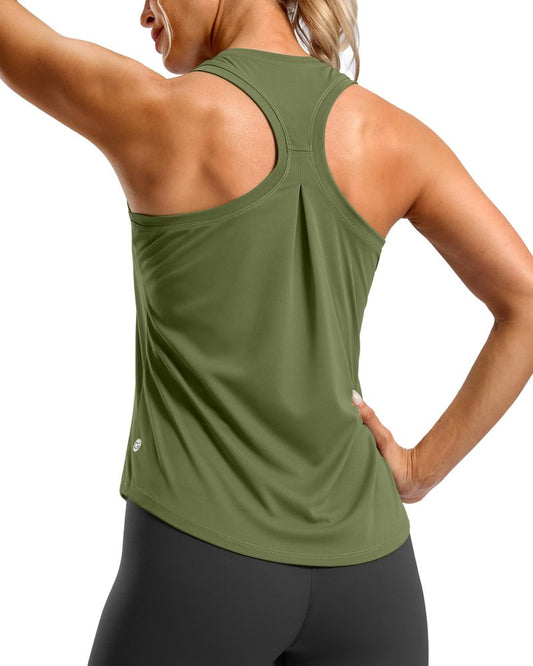 G Gradual Women's Workout Tank Tops Racerback Athletic Yoga Tops Loose Fit Sleeveless Running Gym Sports Shirts for Women(Olive,XL)