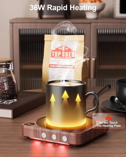 House Gem Mug Warmer - 36W Coffee Mug Warmer for Desk with Temperature Display, 2-12Hrs Auto Shut Off, Smart Candle Warmer - Ideal Coffee Gifts Accessories Keep Beverages Coffee Warmer (Wood) (Wood)