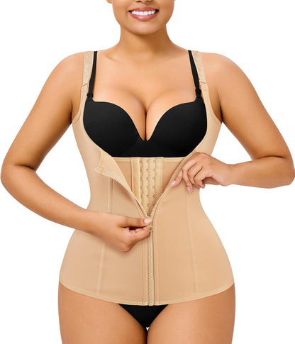 Gotoly Quick Weight Loss, Adjustable Straps Body Shaper Waist Cincher Tank Top (L Fits 27.5-30.7 Inch Waistline, Beige)