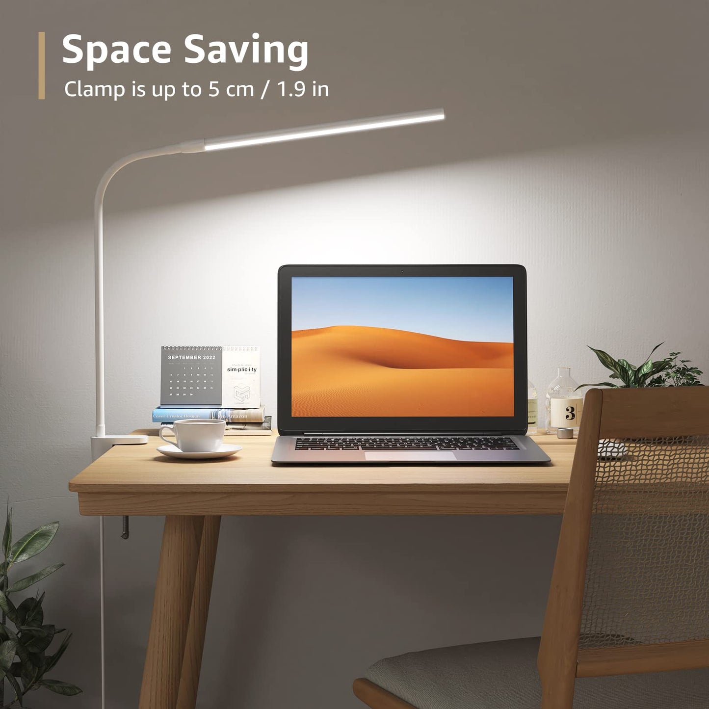 Lepro Desk Lamp Clamp, Eye Caring LED Desk Lamp, 5W 460lm, Dimmable, USB Powered, 10 Brigntness Levels x 3 Colour Modes, Clip on Reading Light for Nails, Crafts, Bedside, Office, School and More