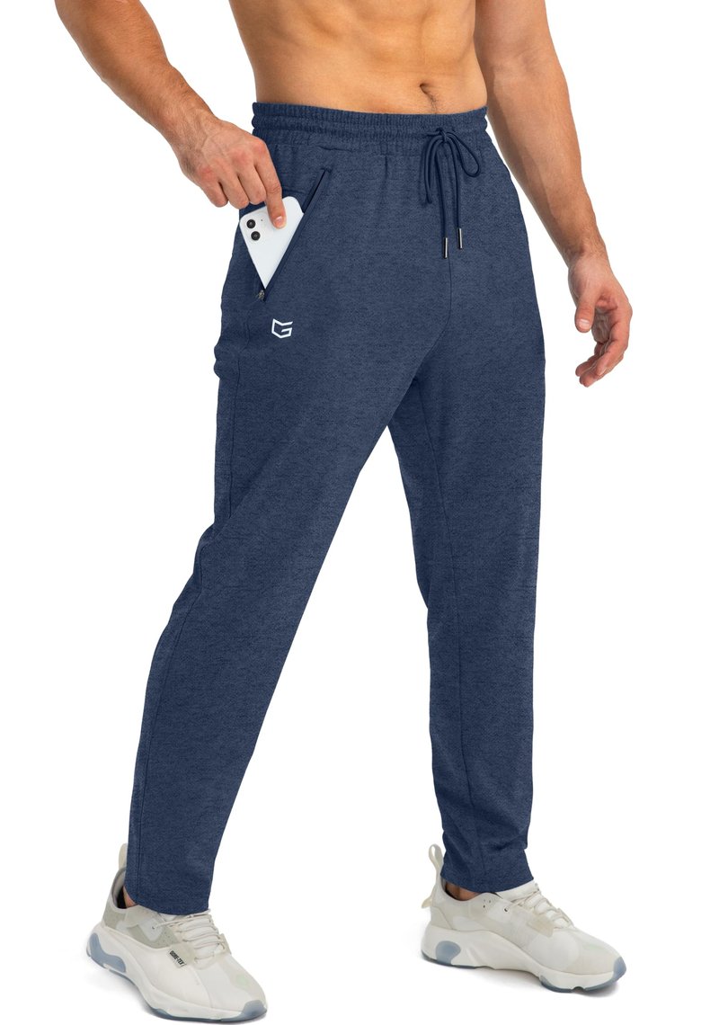 G Gradual Men's Sweatpants with Zipper Pockets Tapered Joggers for Men Athletic Pants for Workout, Jogging, Running (Heathered Academy Blue, X-Large)