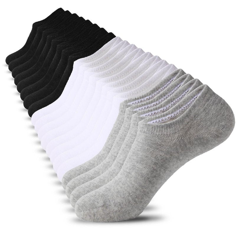 Nroktia 10 Pairs Non Slip No Show Socks Womens and Mens Low Cut Invisible Liner Ankle Socks (4 Black-4 White-2 Grey)