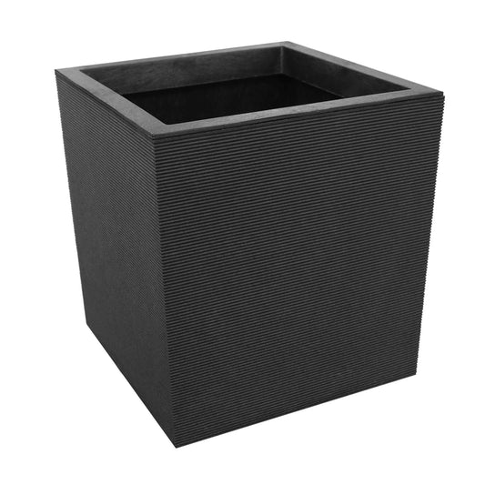 Tierra Verde Indoor & Outdoor Self-Watering Square Planter, Citadel Horizon, 13.5" x 14", Black - Planting Containers for Plants and Flowers - Gardening and Landscaping Accessories