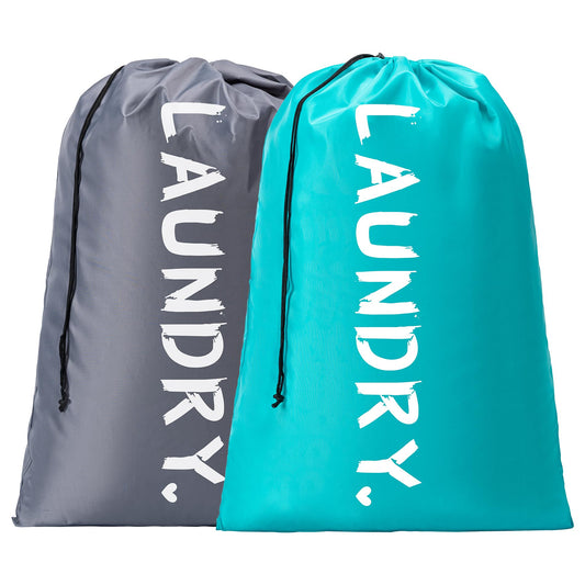 2 Pack XL Travel Laundry Bag, Machine Washable Dirty Clothes Organizer with Drawstring,Large Enough to Hold 4 Loads of Laundry, Easy Fit a Laundry Hamper or Basket Travel Essentials 24" x 36"