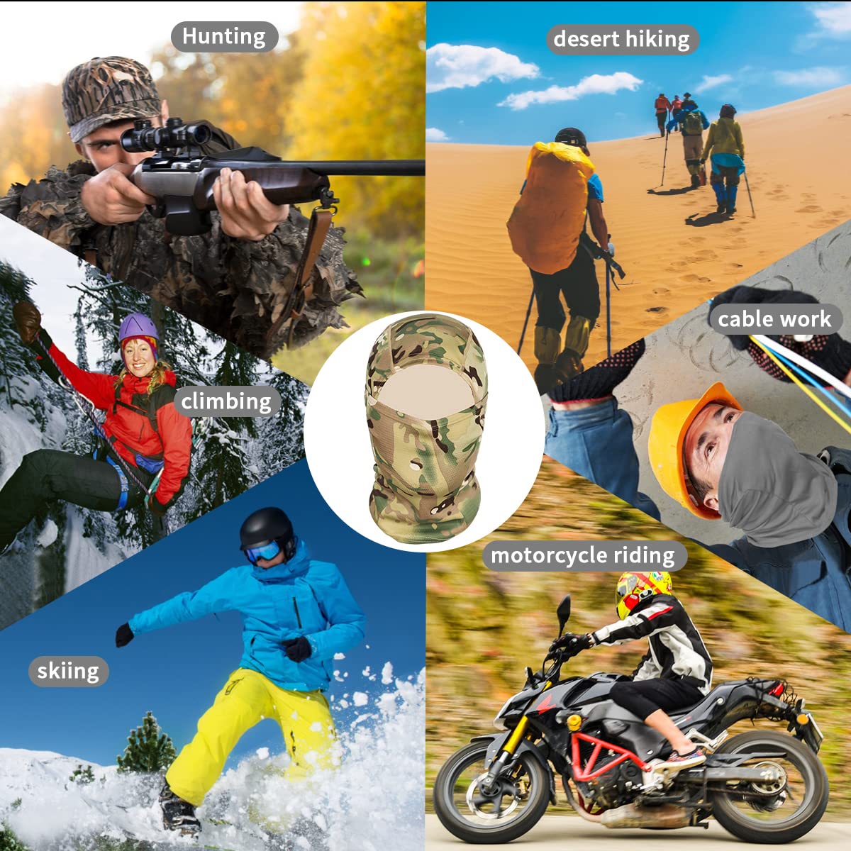 Achiou Ski Mask for Men Women, Summer Balaclava Face Mask, Shiesty Mask UV Protector Lightweight for Motorcycle Snowboard