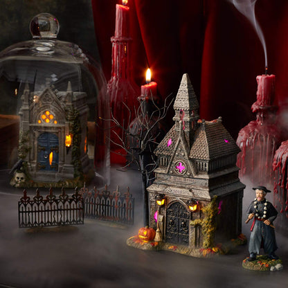 Department 56 Halloween Accessories for Village Collections Spooky Wrought Iron Fence Figurine Set, 2 Inches, Black