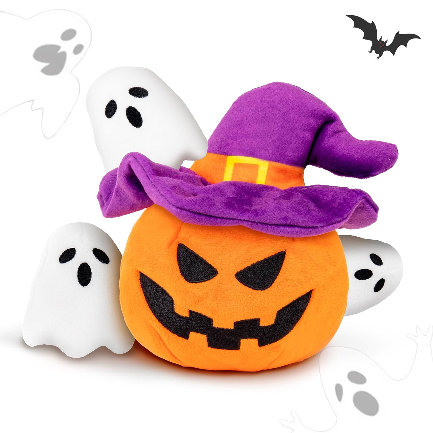 lilfrd Halloween Dog Toys - Pumpkin & Ghosts Dog Halloween Toys, Squeaky Plush Dog Toy, Gifts for Small Medium Large Dogs, Hide and Seek Dog Toy