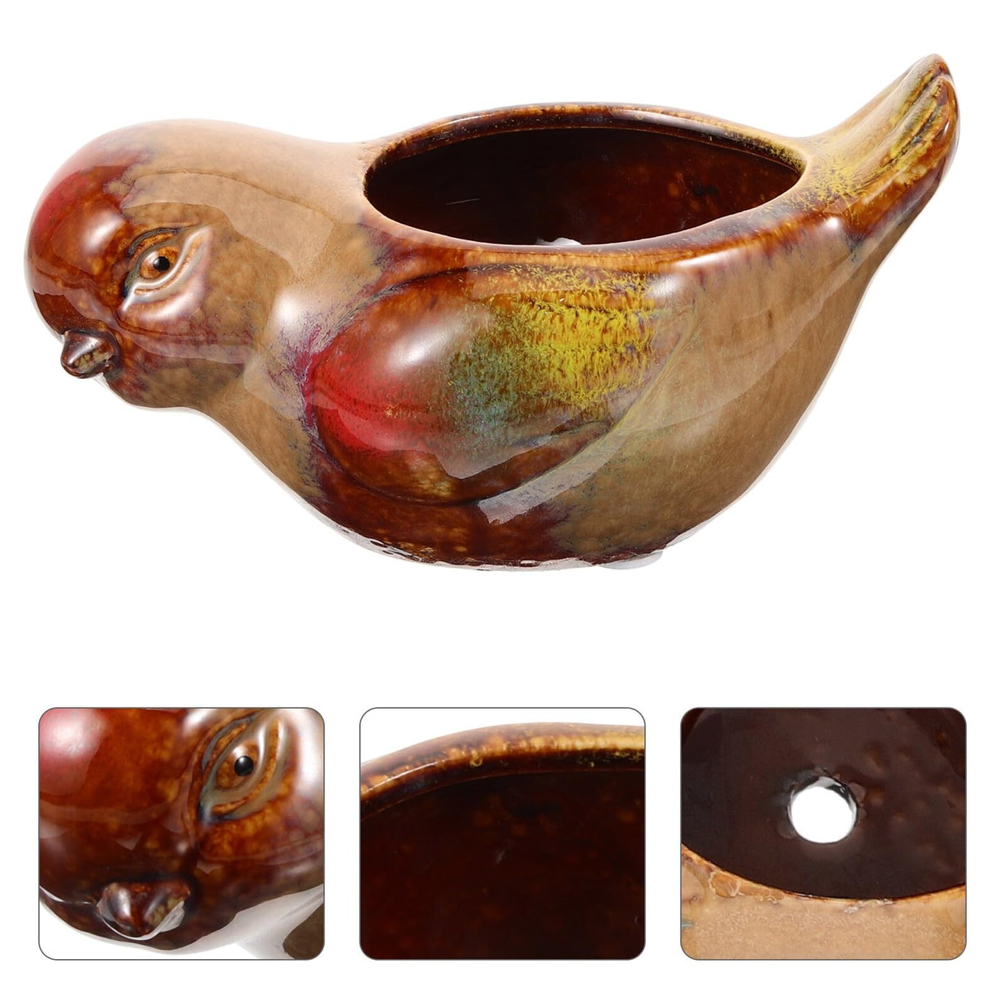 IMIKEYA Ceramic Planter Pot Small Bird Succulents Flower Pot for Indoor Outdoor Gardening Balcony Decorative