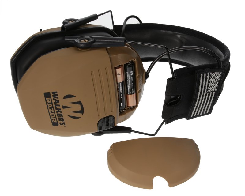 Walker's Razor Slim Electronic Earmuffs Ultra Low Profile Compact Design Adjustable Range Shooting Hunting Hearing Protection, Battle Brown - Patriot Series
