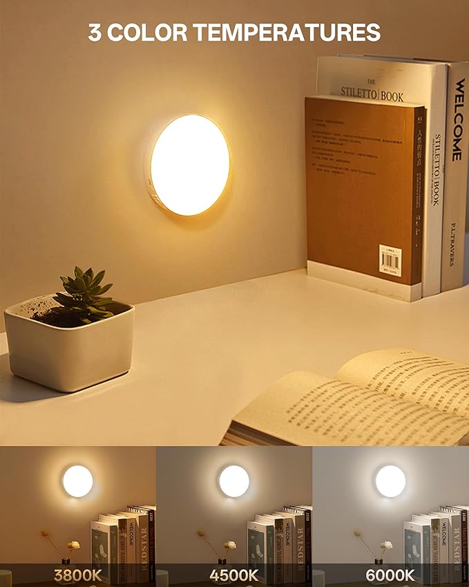Homelist Upgraded Ultra Bright Motion Sensor Lights Indoor Rechargeable, 6 Pack Puck Light with Remote, 1500mAh Battery Operated Sensor Night Light for Stairs, Cabinet, Bedside, Closet