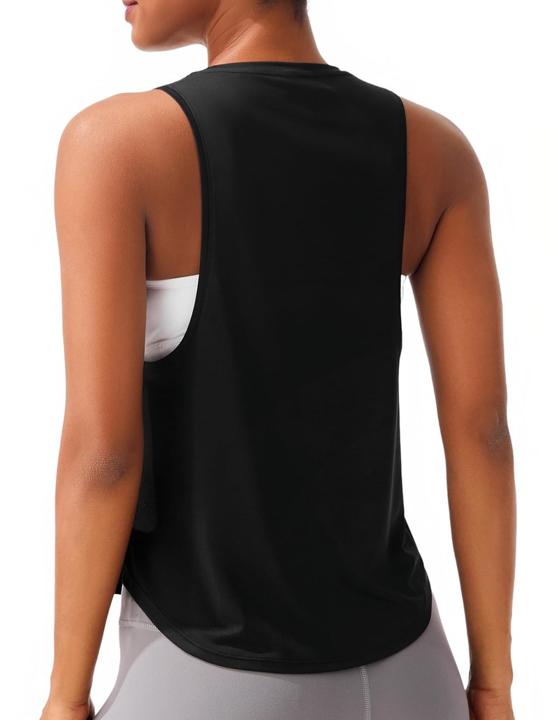 JOYSPELS Workout Tank Tops for Women,UPF 50+ Quick Dry Ice Silk Athletic Running Shirts, Loose Fit Sleeveless Gym Tops, Black