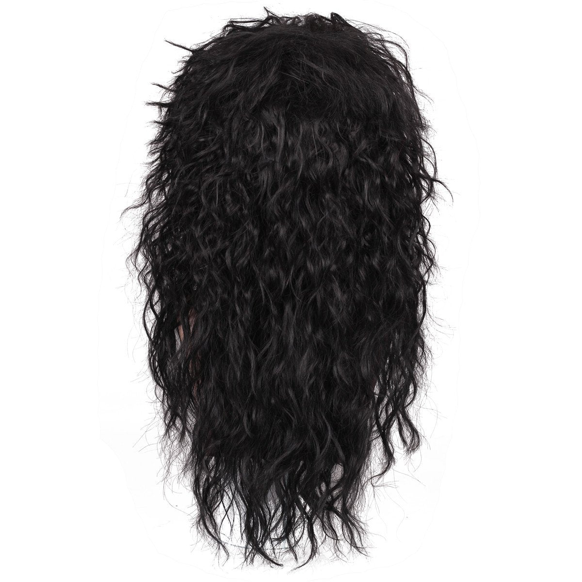 FantaLook Mens 80S Long Curly Black Rocker Costume Wig