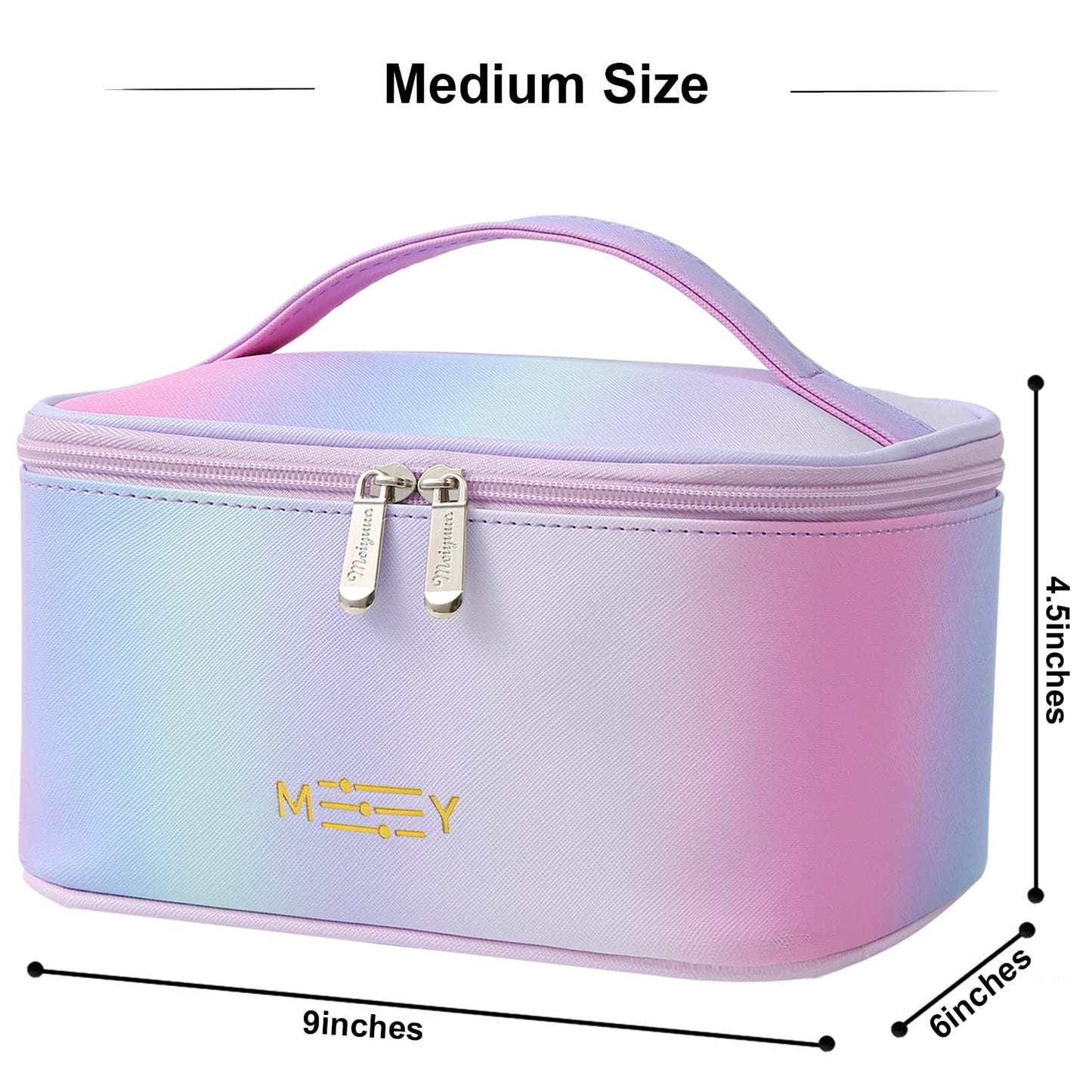 Gradient Makeup Bag Small Travel Cosmetic Bags for Teen Girls Zipper Pouch Makeup Organizer Waterproof Cute Pink Purple Blue Green(Rainbow Pink)