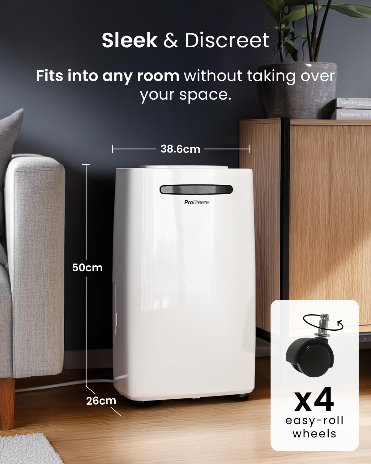 Pro Breeze® 20L/Day Dehumidifier with Digital Humidity Display, Sleep Mode, Continuous Drainage, Laundry Drying and 24 Hour Timer - Ideal for Damp and Condensation