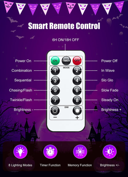 Halloween-Lights-Indoor, 100 LED 39 FT Purple Mini String Light Twinkle Lights USB with Remote & Adapter, Waterproof Tree Lights for Haunted House Window Holiday Party Xmas Christmas Decorations