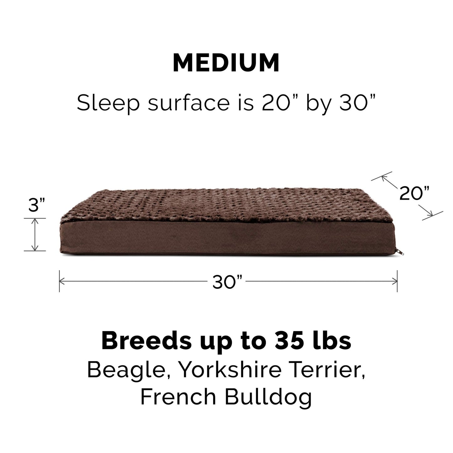 FurHaven Pet Dog Bed | Deluxe Orthopedic Ultra Plush Mattress Pet Bed for Dogs & Cats, Chocolate, Medium