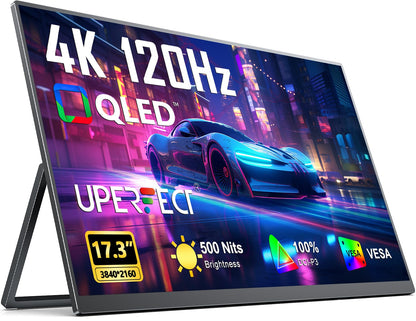 UPERFECT Portable Monitor 18.5 inch 120HZ 125% sRGB 1080P w/VESA & Stand, Large Portable Monitor FreeSync IPS HDR Gaming Display, HDMI USB C Travel Second Screen for Laptop MacBook