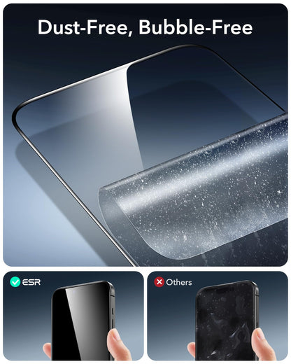 ESR 3 Pack 9H+ Glass for iPhone 16 Pro Max Screen Protector, [Military Grade Shatterproof & Longest Durable] Armorite Ultra-Tough Tempered Glass with UltraFit Tray