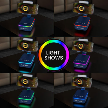 JTEMAN Gifts for Men Women,Cell Phone Stand with Bluetooth Speaker,LED Light,and Lanyard,Cool Tech Gadgets,Unique Birthday Gifts for Men Husband Mom Dad-Blue