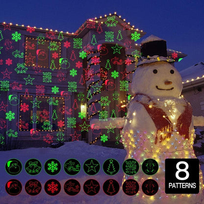 Christmas Projector Lights Outdoor Holiday Laser Lights Landscape Spotlight Red and Green Star Shower with 360 Accessibility Wireless Remote Christmas Decor for Xmas Party Outdoor Garden Patio Wall
