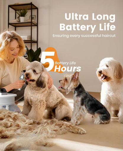 ONEISALL Dog Clippers Professional for Thick Hair,Dog Grooming Clippers, 2 Speed Cordless Pet Clippers for Dogs Cats, Silver