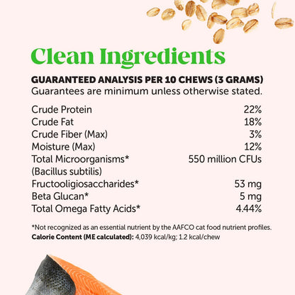 Cat Probiotics Gut + Immune Health Crunchy & Creamy Chews - Digestive Health, Supports Gut Health, Immunity, Healthy Digestion + Cat Constipation Relief - Chicken 30-Day Supply