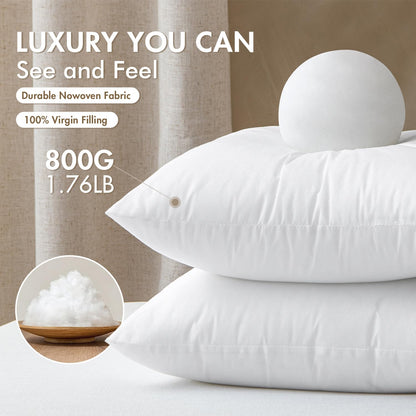 MIULEE Set of 4 Throw Pillow Inserts 20x20 Inches, 100% Virgin Filling Nowoven Pillow Inserts for Couch Sofa Living Room