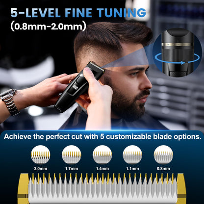 Hair Clippers Men,Professional Hair Trimmer Shaver with LCD Display,Cordless Beard Trimmer Barber Clippers with Ceramic Titanium Blade & Long-Lasting Battery for Men's Haircuts