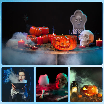 2 Pcs Mist Maker Fogger Small Ultrasonic Fog Machine Fountain Halloween Cauldron Mister Fogger Water Garden Pond Foggers Air Humidifier with 12 LED Light Flashes for Party(Light, Alloy)
