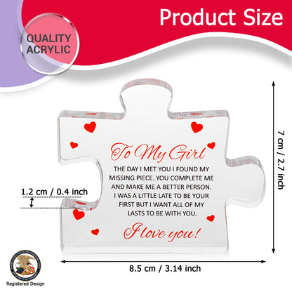 Engraved Acrylic Block Puzzle - Sentimental Gift for Her - Valentine's Day & Fiance Birthday Gift