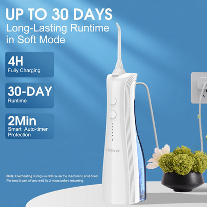 Leominor Water Dental Flosser - 5 Modes Cordless Portable Oral Irrigator, IPX7 Waterproof, Rechargeable Teeth Cleaner Upgrade Datchable Tank Professional Flossing Cleaning Pick for Home Travel (Black)
