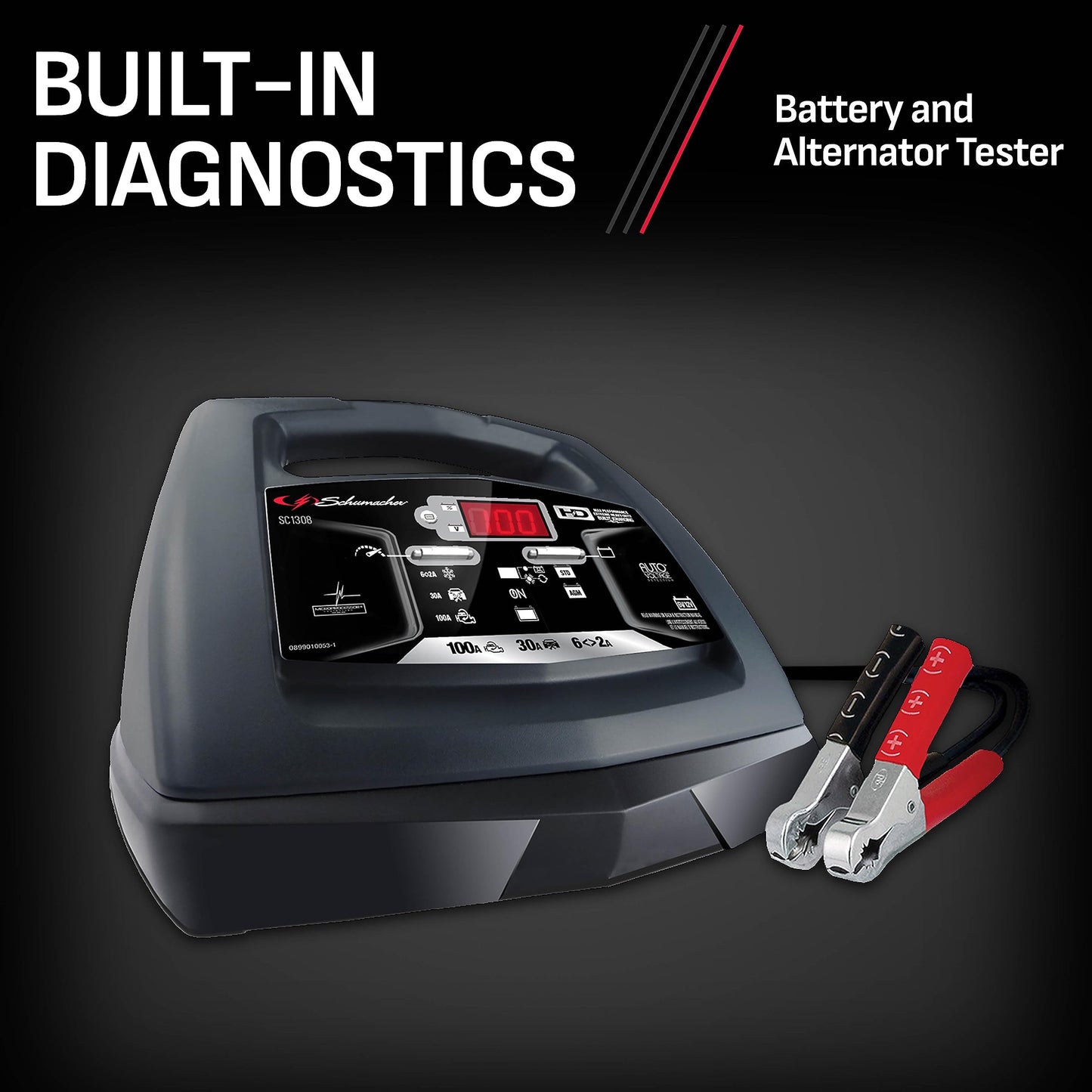 Schumacher Electric 6V / 12V Battery Charger & Engine Starter - Fully Automatic Battery Maintainer & Charger for AGM & Standard Batteries - SC1308