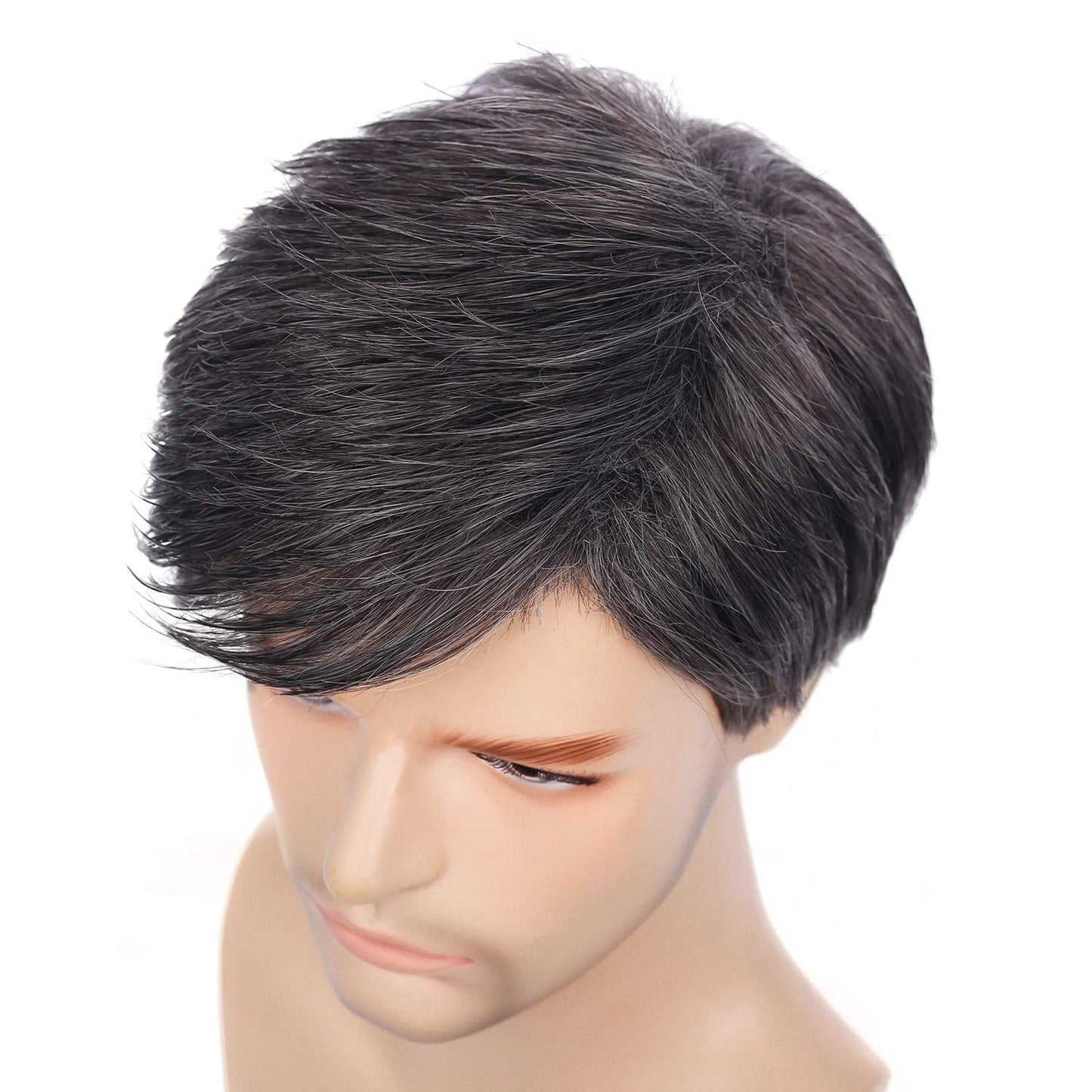Mens Gray Wig Short Layered Natural Synthetic Heat Resistant Halloween Cosplay Costume Wig