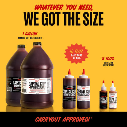 Capital City Mambo Sauce Sweet Hot & Mild Variety Pack, Washington DC Wing Sauces, Perfect Condiment for Wings Chicken Pork Beef Seafood Burgers Rice or Noodles, 12oz (2 Pack)