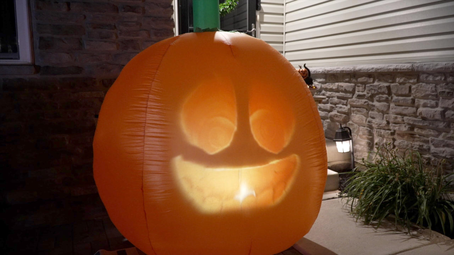 ANIMAT3D Inflatable Jabberin' Jack 5 Foot Tall Talking Animated Pumpkin with 56 Inch HD Screen and Built in Projector + Speaker Includes 80 Minutes of Content