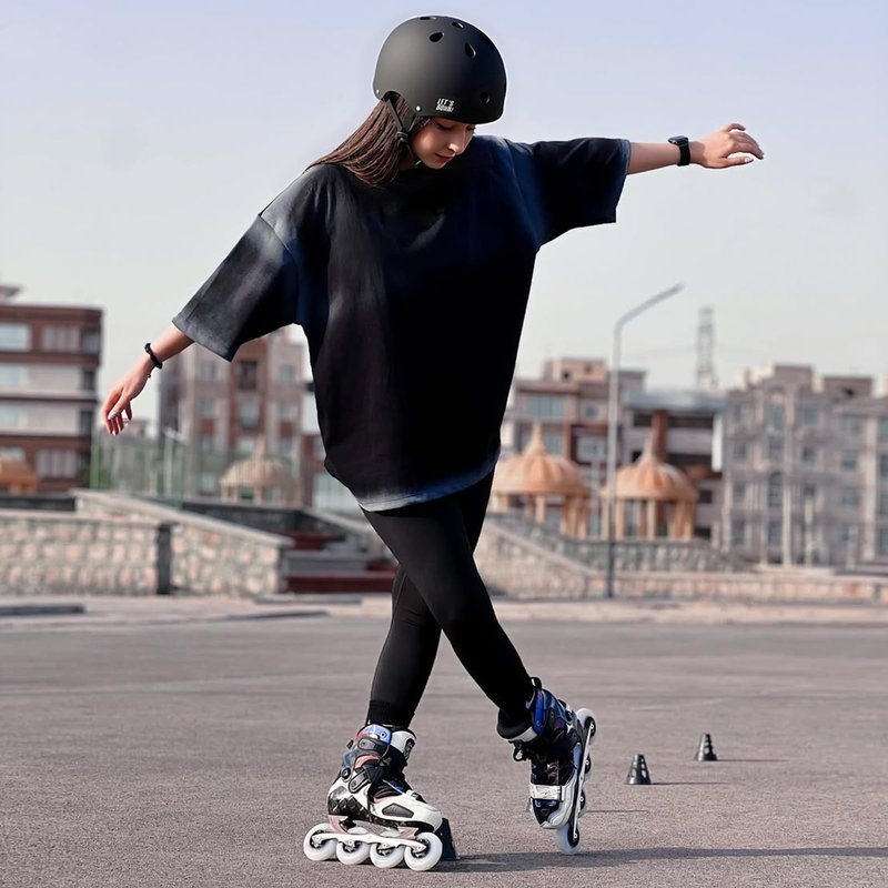 Helmet for Bicycle Scooter Roller Skate Inline Skating Rollerblading, Adjustable and Multi-Sport for Skate Scooter, 3 Sizes for Adult Youth (Black, Medium)