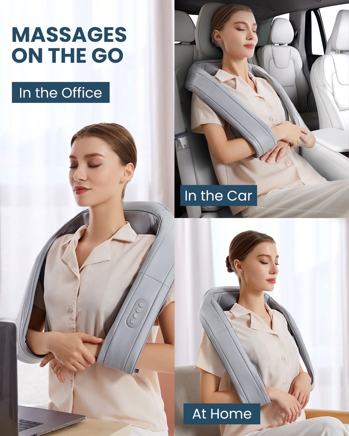 Nekteck Neck Massager for Pain Relief Deep Tissue, FSA Eligible Shiatsu Back Massager with Heating 3D Kneading Massage Pillow for Shoulder Leg Muscle, Office Home Car Use, HSA Eligible, Plug-in Use