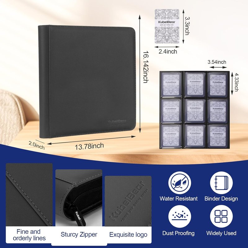 Toploader Binder - 360 Capacity Zippered Trading Card Holder | Acid-Free, Durable Storage for MTG & Sports Cards - Black Dots